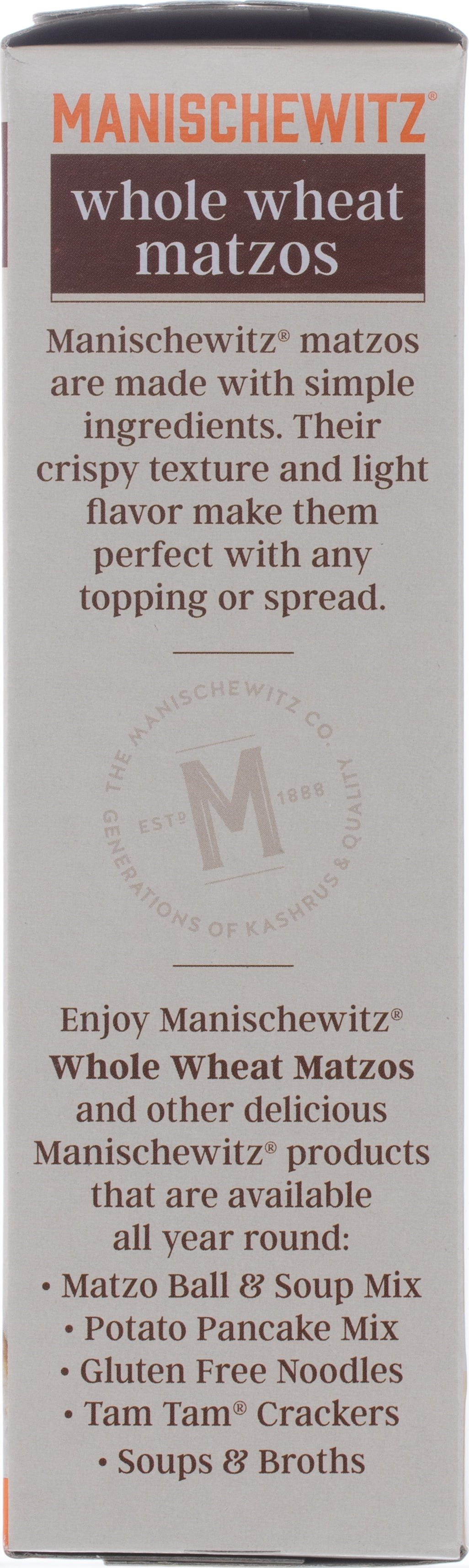 (3 pack) Manischewitz Whole Wheat Matzo, 10 Oz.