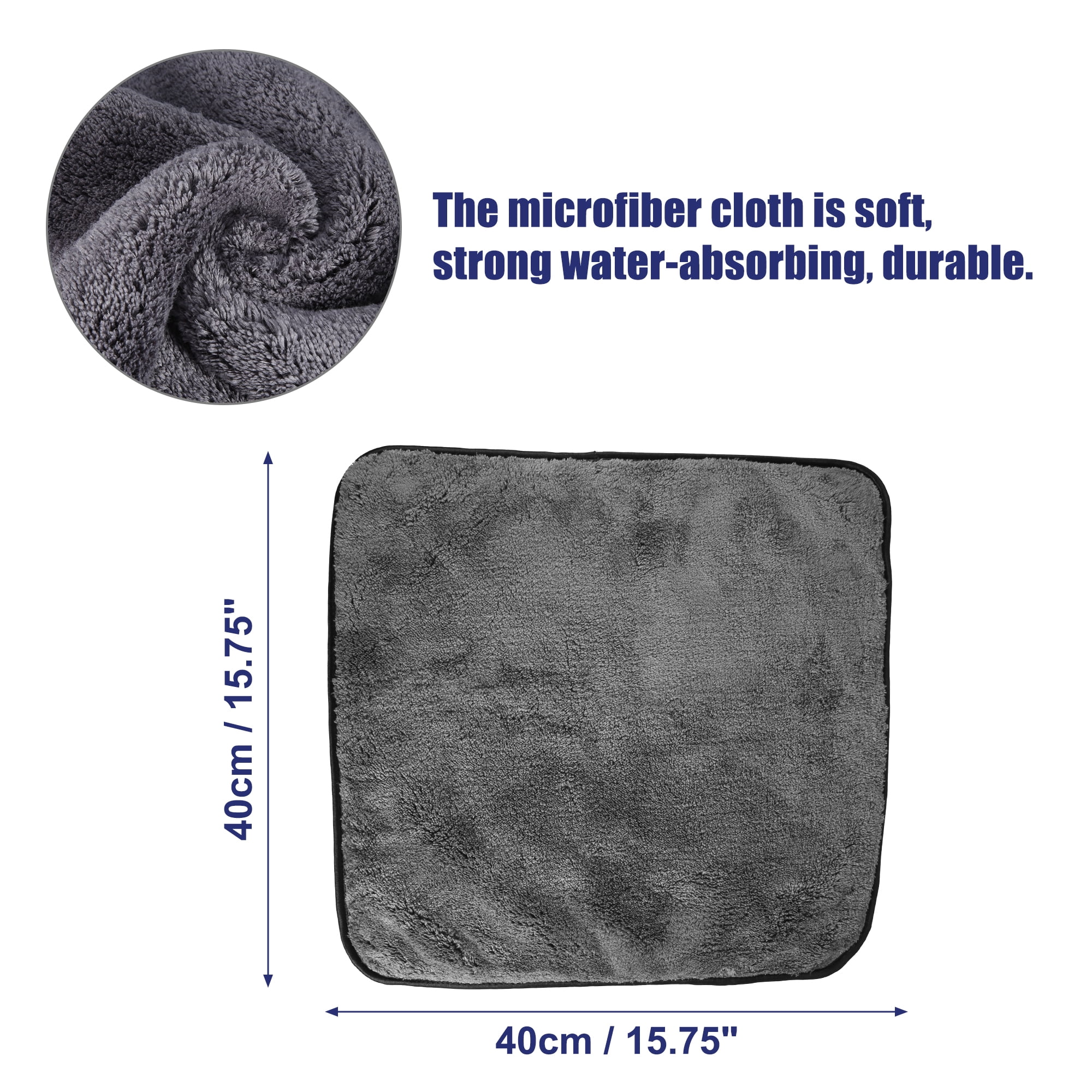 Unique Bargains 3pcs 40 x 40cm 400GSM Microfiber Car Cleaning Towels Drying  Washing Cloth Gray