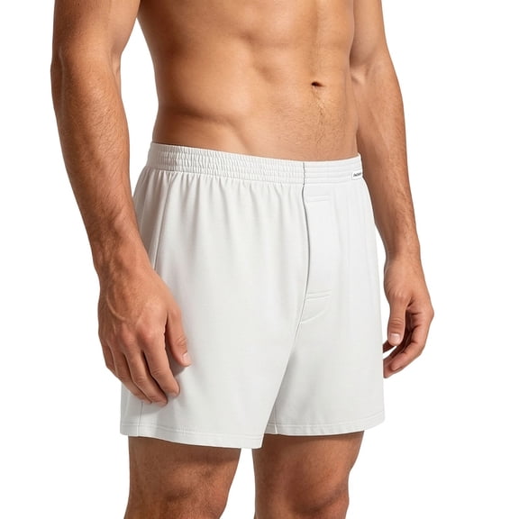 RKSTN Mens Boxers Shorts Plus Size Knitted Solid Color Relaxed Fit Breathable Home Loungewear Sleeping Cotton Boxers for Men (White ,XXXXL)