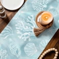 thumbnail image 3 of Ocean Shells Table Runner 120 Inches, Teal Green Summer Coastal Starfish Conch Bed Runner Dresser Scarves Tabletop for Indoor Outdoor Parties/Ceremony/Banquet, 13"x 120", 3 of 9