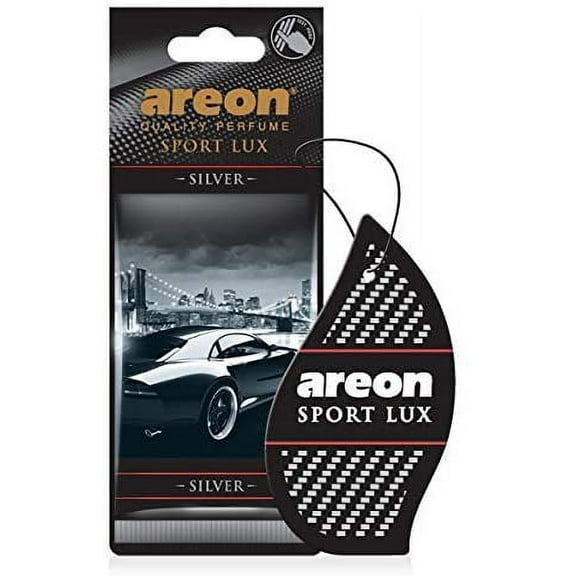 AREON Sport Lux Silver - Hanging Cardboard Air Freshener for Car, Home & Office - Premium Cologne Perfume with Natural Fragrances - Long Lasting, Fresh, Luxurious Scent - Stylish Design - Pack of 12
