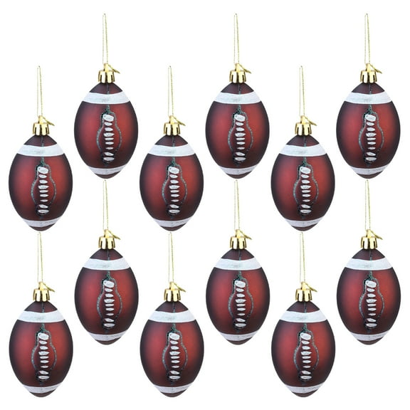 TABLZONE 12Pcs Brown Football Decorative Hanging Ornaments Plastic Xmas Tree Decoration
