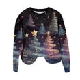 thumbnail image 5 of asdoklhq Christmas Sweatshirts for Women Christmas Bright Colorful Christmas Tree Round Neck Print Loose Sweatshirt Long Sleeve No-Cap Sweatshirt Top Multicolor XL, 5 of 5