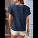 thumbnail image 5 of Camisas de Verano para Mujer, con Volantes, Corta, Cuello Redondo, con Textura, Elegantes Blusas de Negocios para Mujer, Elegantes e Informales Azul Mar M, 5 of 8