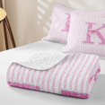 thumbnail image 4 of Manfei Modern Geometric Stripes Twin Quilt Set,Monogrammed K Design Twin Coverlet Set,3 Pieces,1 Bedspread and 1 Pillowcase, 4 of 7