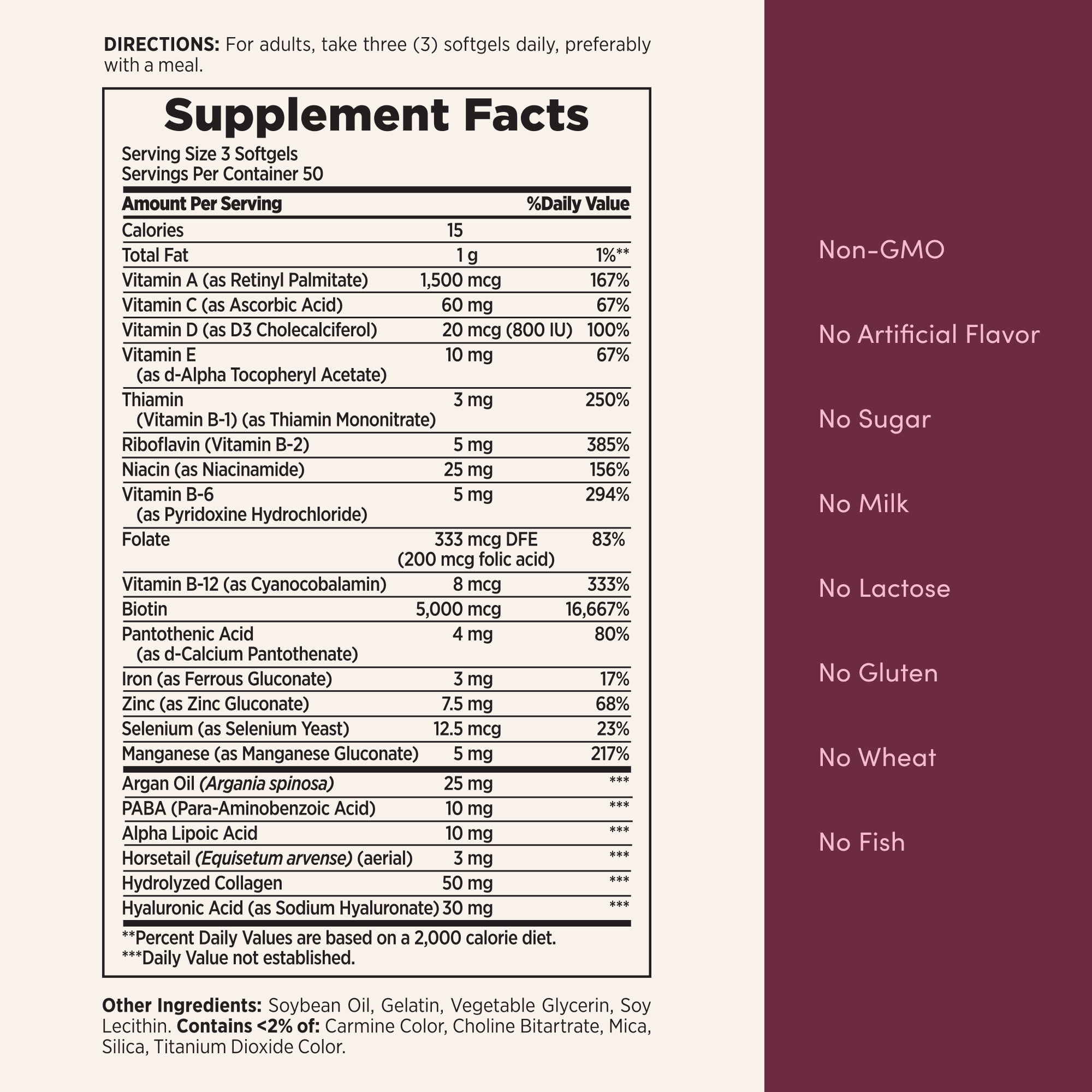Nature's Bounty Optimal Solutions Advanced Hair, Skin and Nail Biotin & Vitamins A, C, & E Softgels, 150 Count