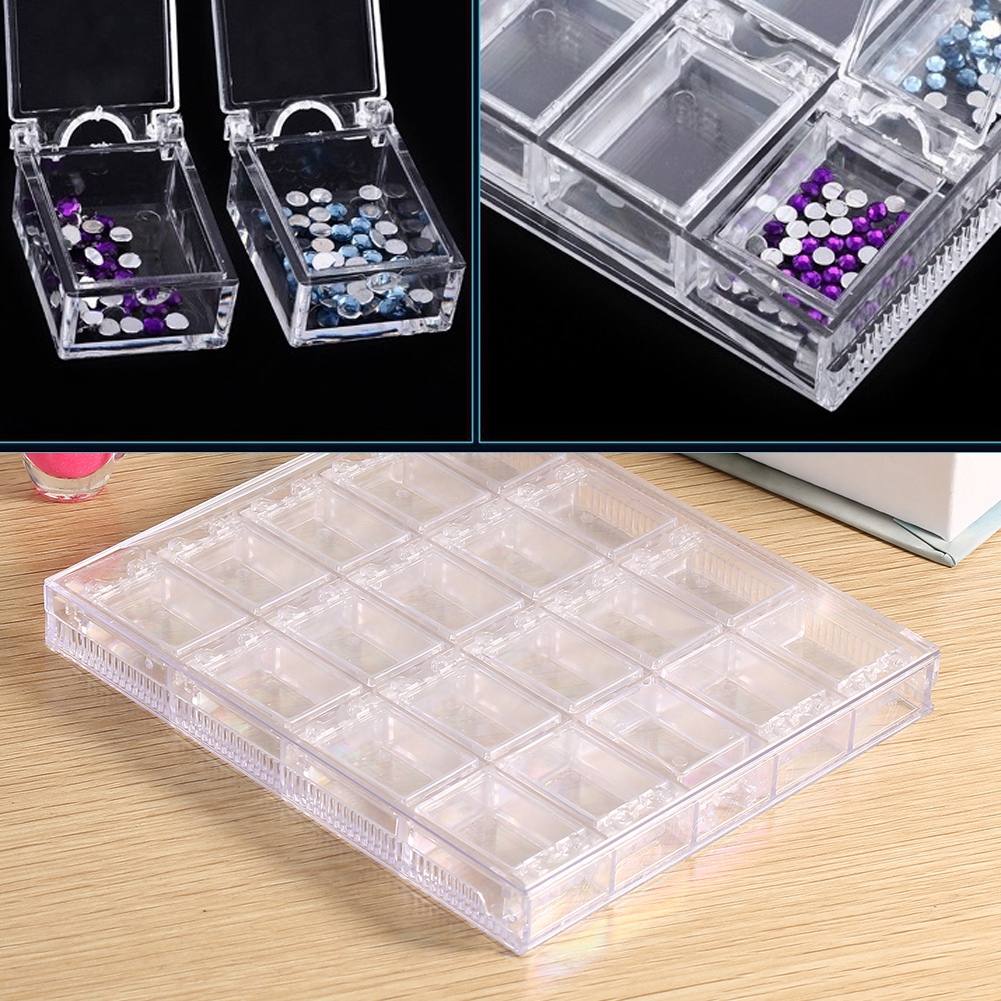 YLSHRF 20 Grids Transparent Acrylic Nail Art Decorations Storage Box