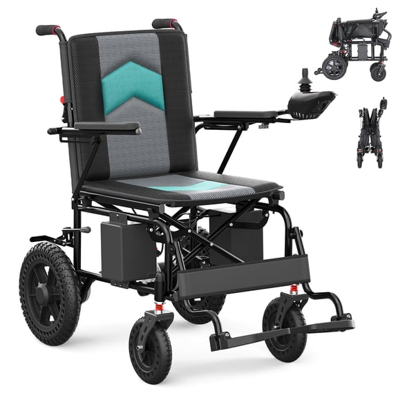 VerPal Portable Electric Wheelchair Foldable Motorized Wheelchairs for Adults Senior,20  Miles Range,All Terrain,Black