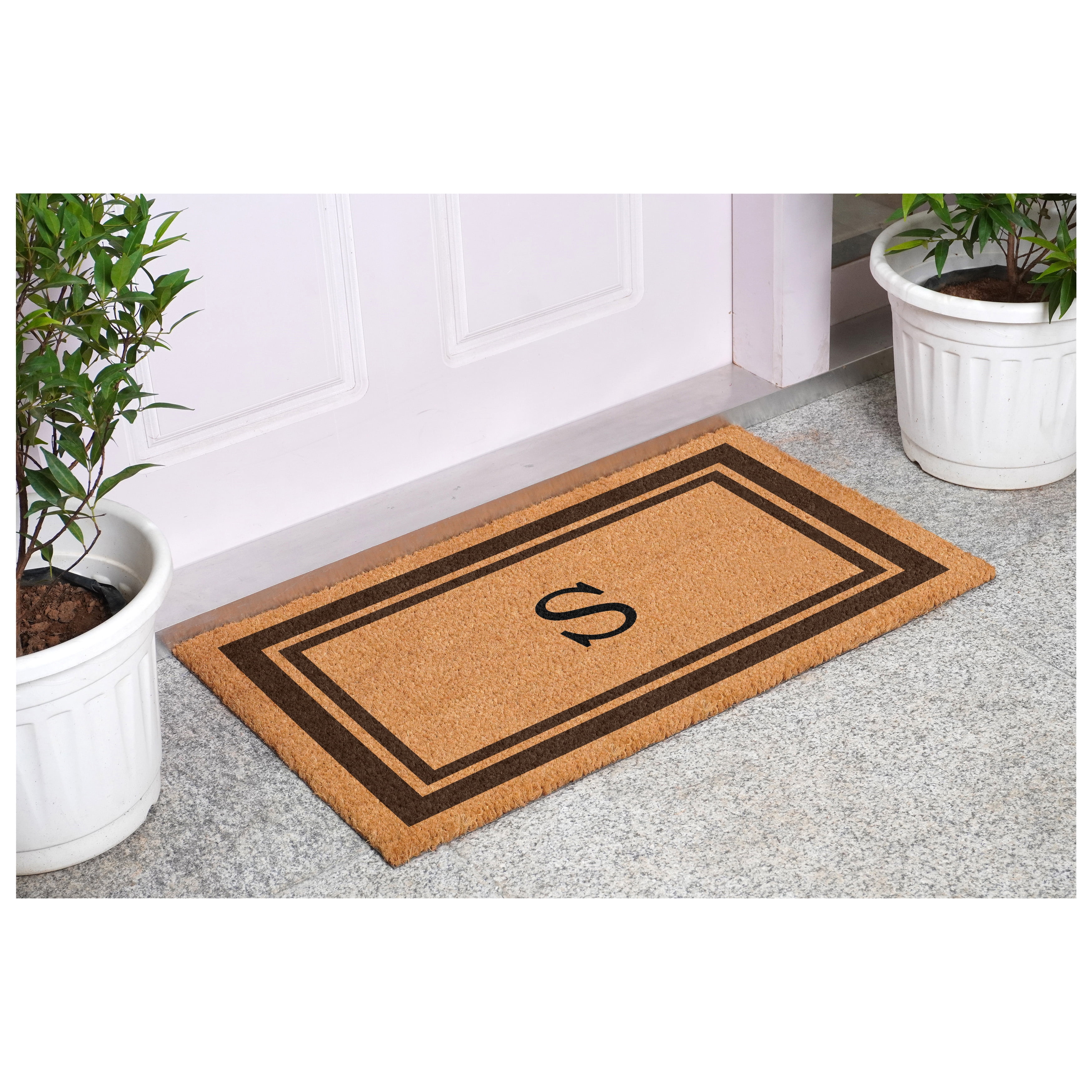Brown Border Monogram Doormat (Letter S)