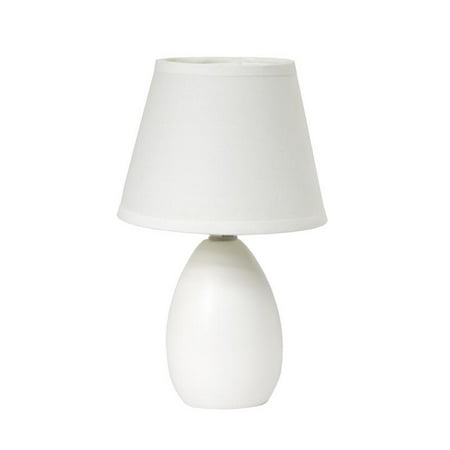 Simple Designs Cream Mini Egg Oval Ceramic Table Lamp, Off-White