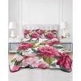 thumbnail image 3 of Pink Floral Twin XL Size Down Alternative Comforter,Lightweight Comforter Quilt Bedding Set with Pillow Shams Watercolor Flowers Leaves Plants Watercolor Bed Comforter Duvet Insert 68"x98", 3 of 7