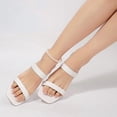 thumbnail image 6 of Pennysue Women Square Toe Low Heel Sandals Cushioned Slip On Two Strap Heeled Sandals for Wedding Working Partying, 6 of 7