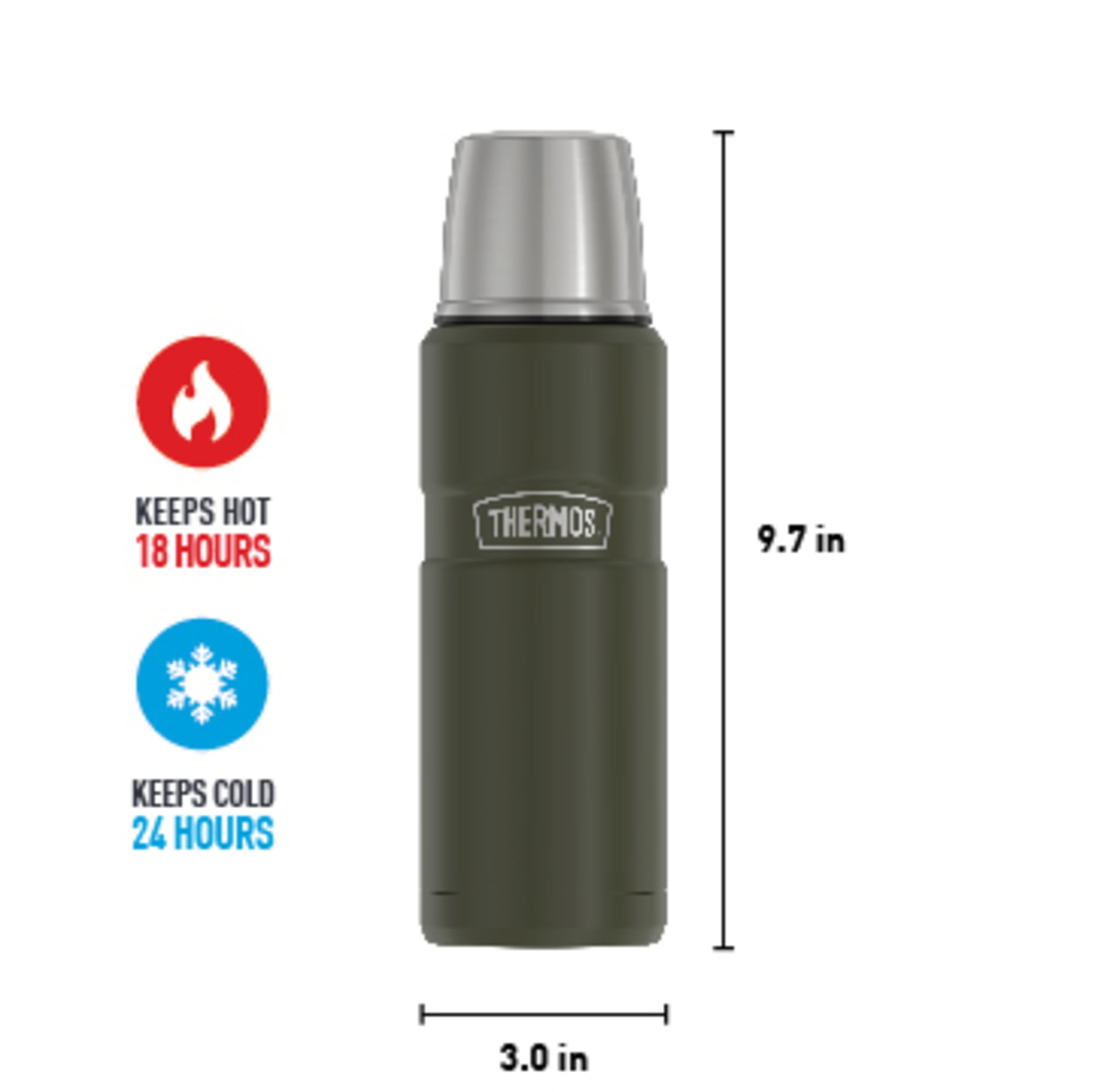  THERMOS Stainless King Vacuum-Insulated Beverage Bottle, 68  Ounce, Matte Steel: Home & Kitchen