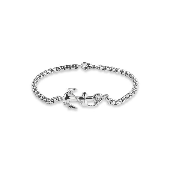 Stainless Steel Sideways Anchor Bracelet 8.5 Inches