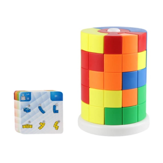 Rompecabezas educativo: cubos cilíndricos apilables intercambiables, desarrollo de colores y formas. A
