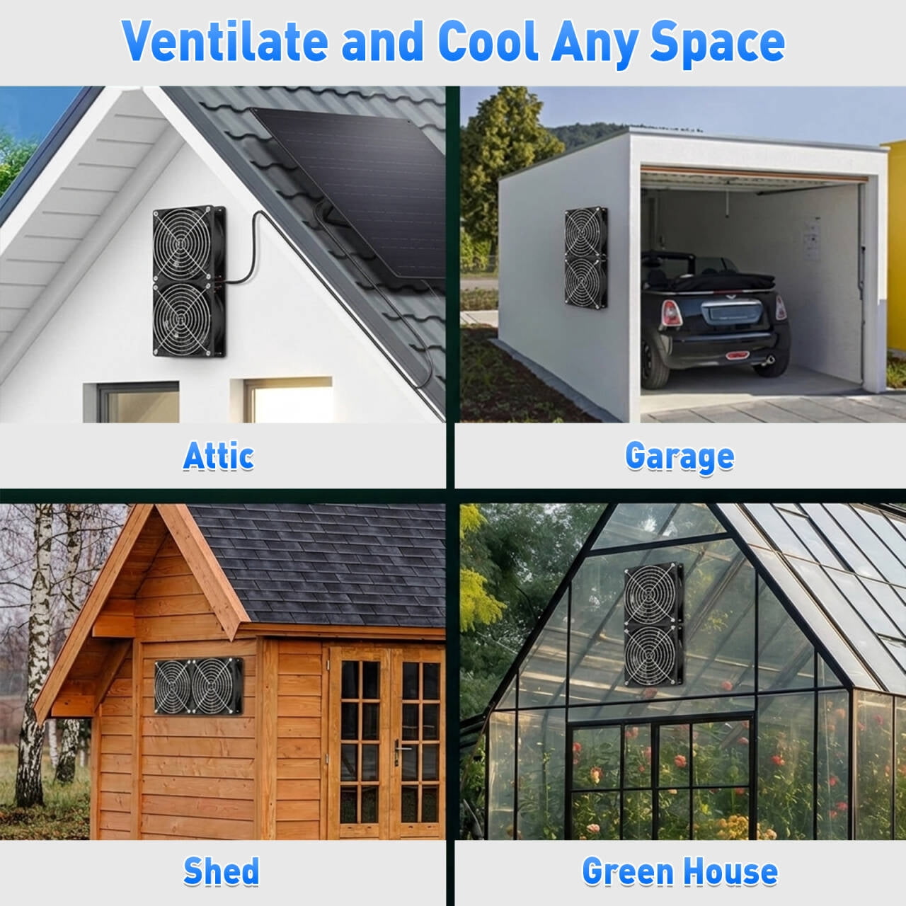 Jinghua Solar Powered Exhaust Fan for Chicken Coop,Pet House ,Sheds,15W, IP65 Waterproof, 1 Pack