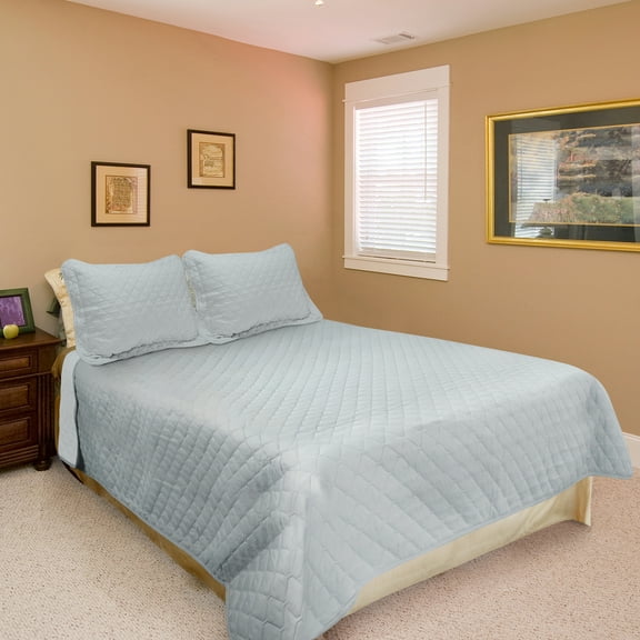 Twin Size Bedspread,Lightweight Quilt Set for Summer and Spring,2 Pieces Bedding Coverlet-1 Quilt and 1 Pillow Sham,Grey Dimond Pattern,68x90 inches