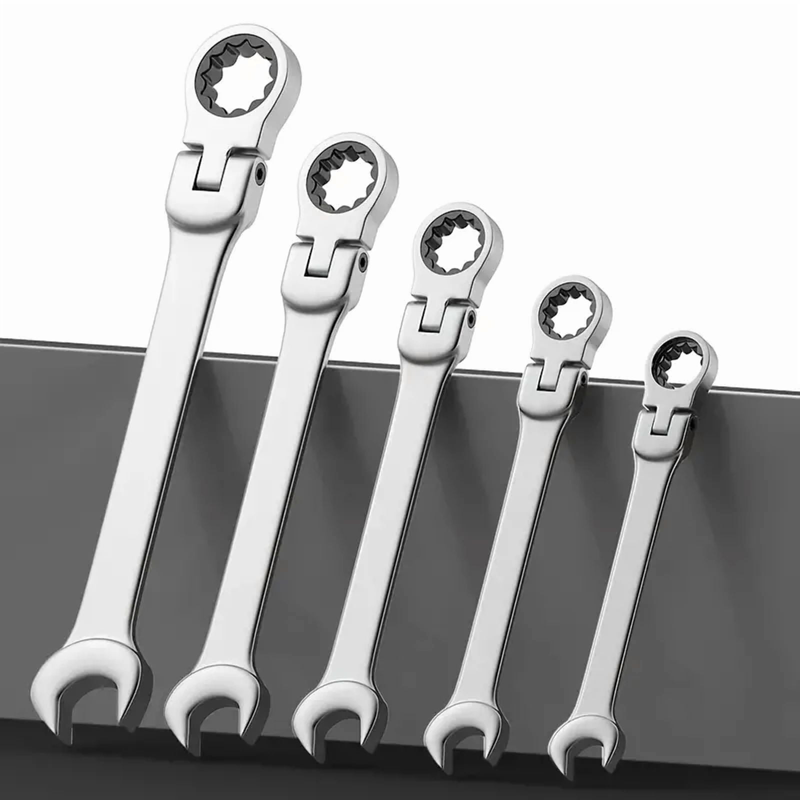 16PC Metric Ratchet Wrench Set 6-22mm - Chrome Vanadium Steel Toolkit with Roll Bag for Auto Repair