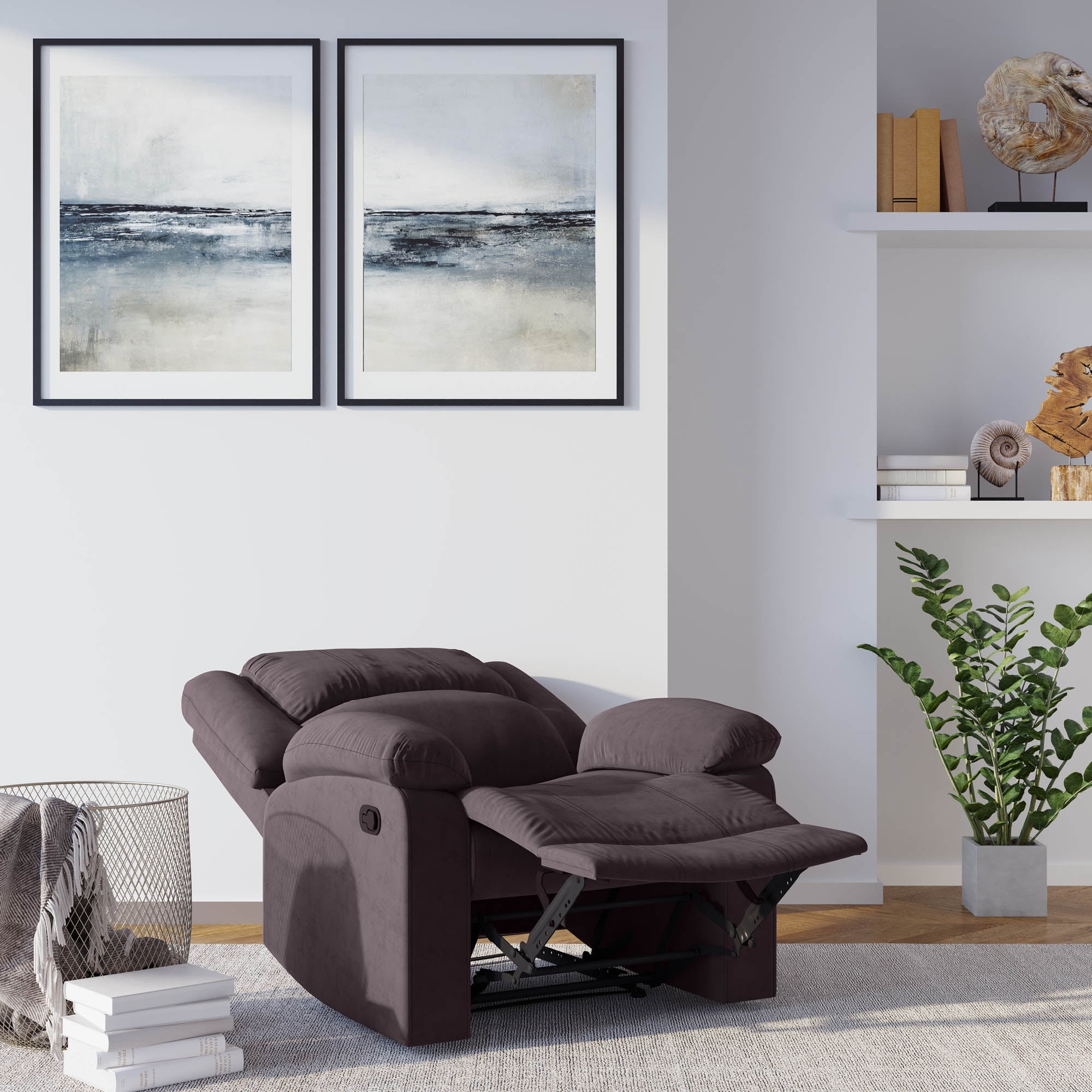 Relax-A-Lounger Warren Microfiber Manual Recliner, Chocolate