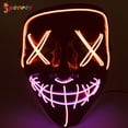 thumbnail image 2 of Spencer Halloween LED Glow Scary Mask EL Wire Light Up The Purge Movie Cosplay Led Costume Mask for Halloween Festival Party with 2AA Battery "Orange+Pink", 2 of 7