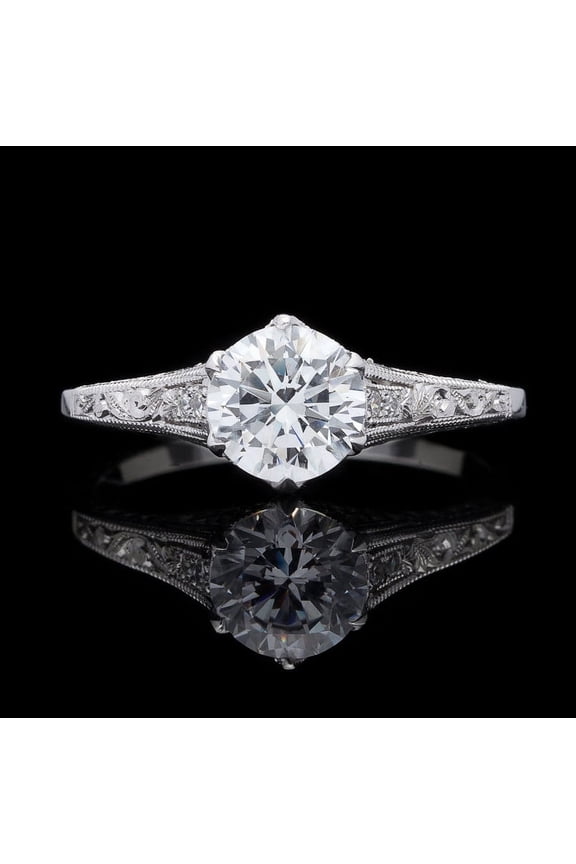 Cow Jewel 14K White Gold 1.8 Ct Brilliant Round Cut Diamond Ring - Solitaire Art Deco Ring - Christmas Special Gift for Her - Forever Diamond Ring for Women