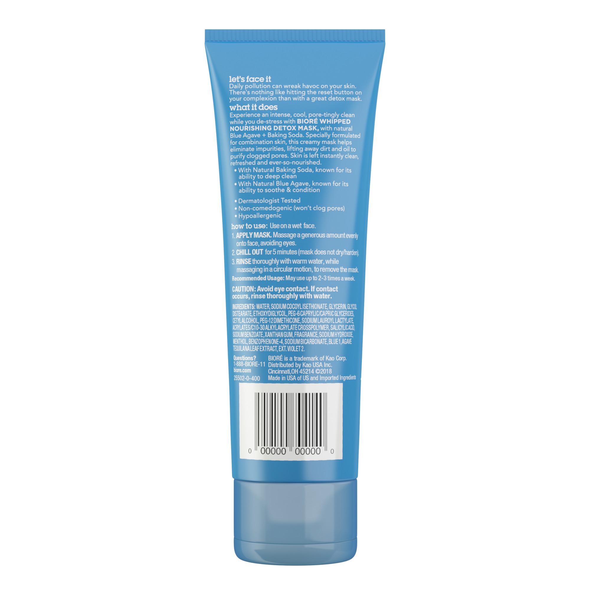 Biore Blue Agave & Baking Soda Face Mask for Combination Skin, Whipped Cooling Mask, 4 fl oz - image 2 of 2
