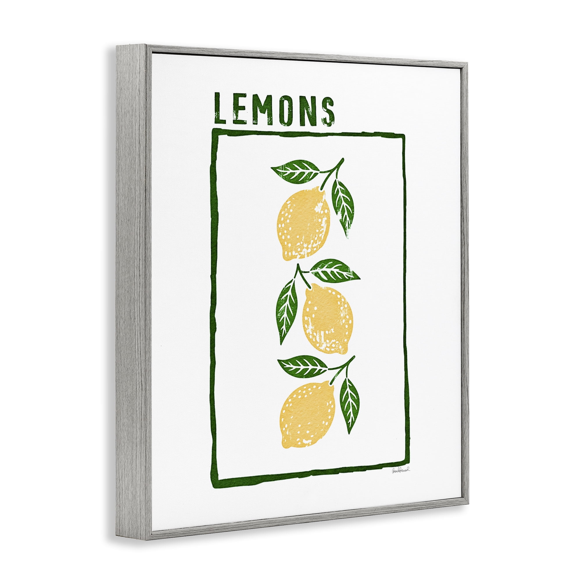 Stupell Industries Tasty Summer Lemons Gray Framed Giclee Art, design by Amanda Greenwood