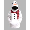 thumbnail image 4 of Sudadera con capucha y cremallera navideña con disfraz de muñeco de nieve para mujer, estampado 3D a cuadros, hombros caídos, bolsillo canguro, 4 of 4