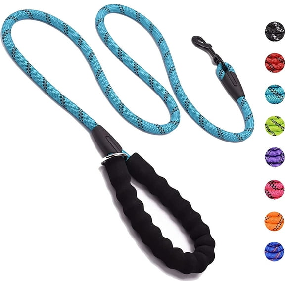 PHANY Rope Dog Leash with Soft Padded Handle, Highly Reflective Anti-Pull Yarns, Strong Leash for Small, Medium and Large Dogs (150cm, Blue)