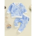 thumbnail image 2 of FEORJGP Toddler Boys 2Pcs Outfits 6M 12M 18M 2T 3T 4T Infant Baby Long Sleeve Sweatshirts Tie-Dye Print T-Shirts Crew Neck Pullovers Tops and Long Pan Cute Casual Clothes Set for Spring Fall, 2 of 7