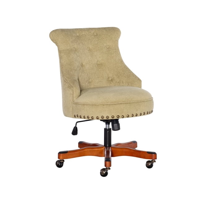 Linon Chaise de Bureau en Bois Rembourrée Sinclair Verte