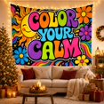 thumbnail image 3 of Rainbow Bubble Lettering on Black with Smiling Sun and Flowers, Energetic Psychedelic for Teen Girls, Mental Health Wall Art, Housewarming Gift Tapestry Wall Hanging for Bedroom and Dorm, 3 of 7