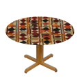 thumbnail image 3 of HAOXIT Colorful Tablecloth, Geometric Striped Repeating Cultural Pattern Aztec Inspired Vintage Shapes Print, Round Table Cover for Dining Room Kitchen Decor 38-42, 3 of 8