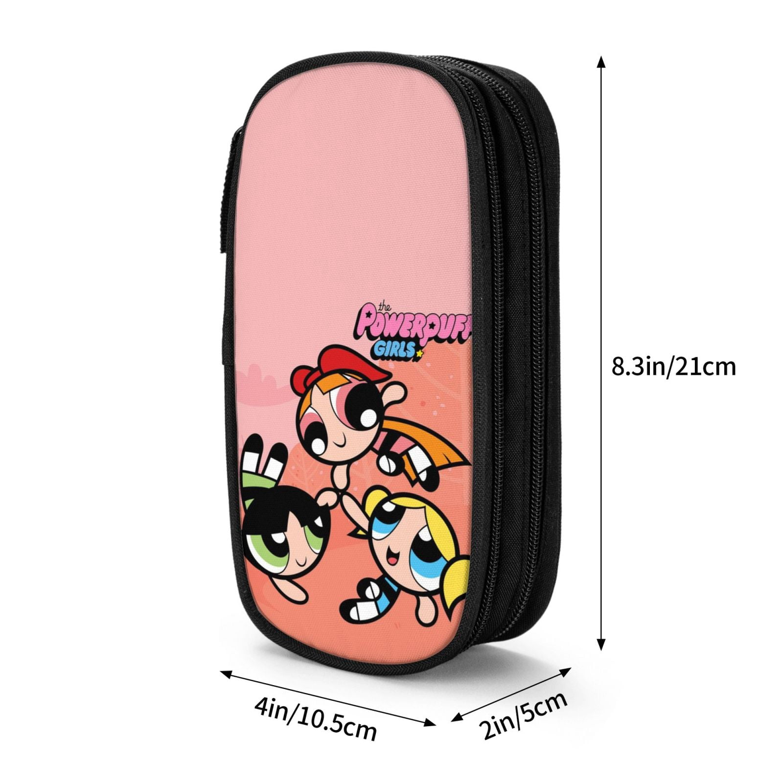 The Powerpuff Gi-rls Pencil Case Large Capacity Pencil Pouch Pen Bag Office Stationery Organizer Travel Makeup Bag Black
