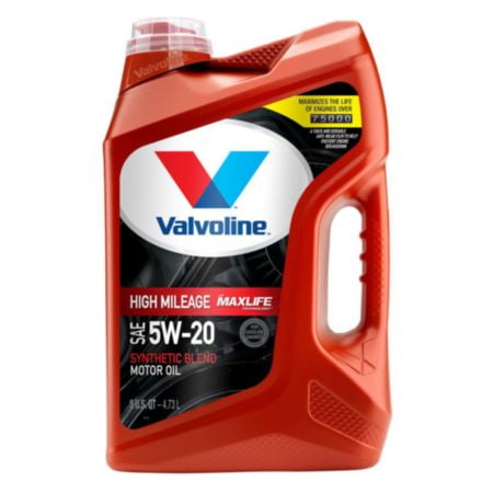 Valvoline High Mileage with MaxLife Technology SAE 5W-20 Synthetic Blend Motor Oil, 5 Quart