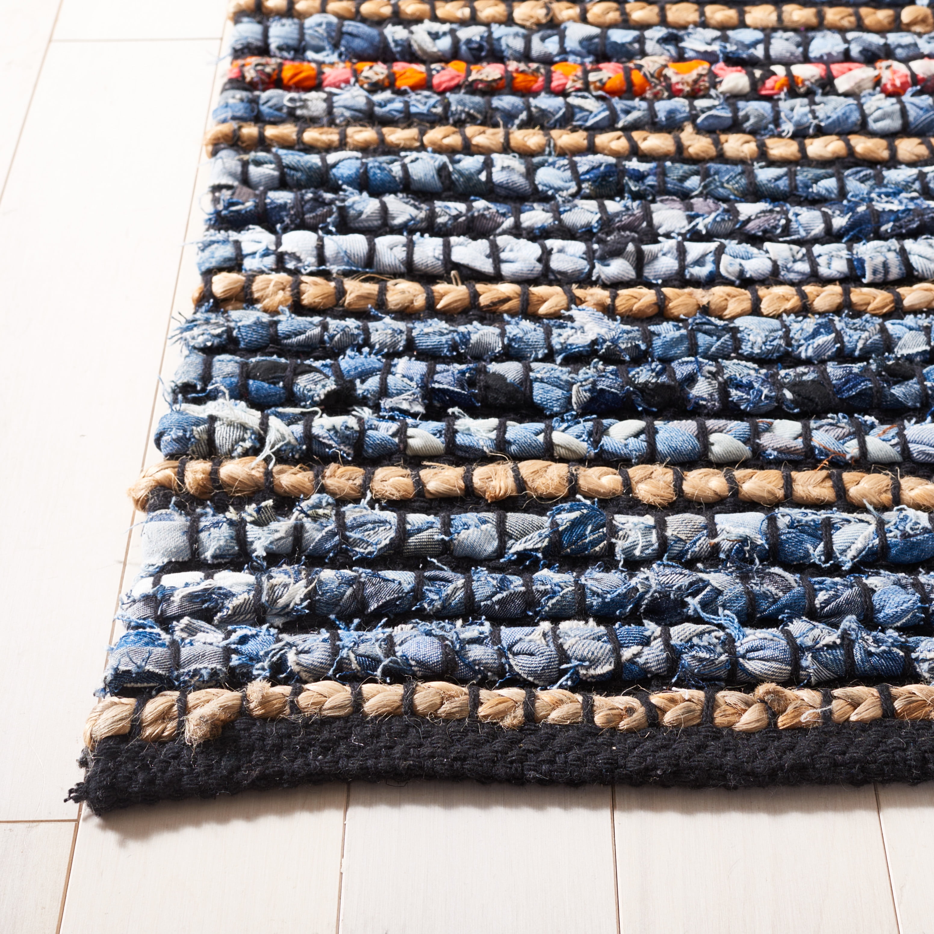 SAFAVIEH Cape Cod Alyssa Geometric Area Rug, Natural/Blue, 8' x 10'