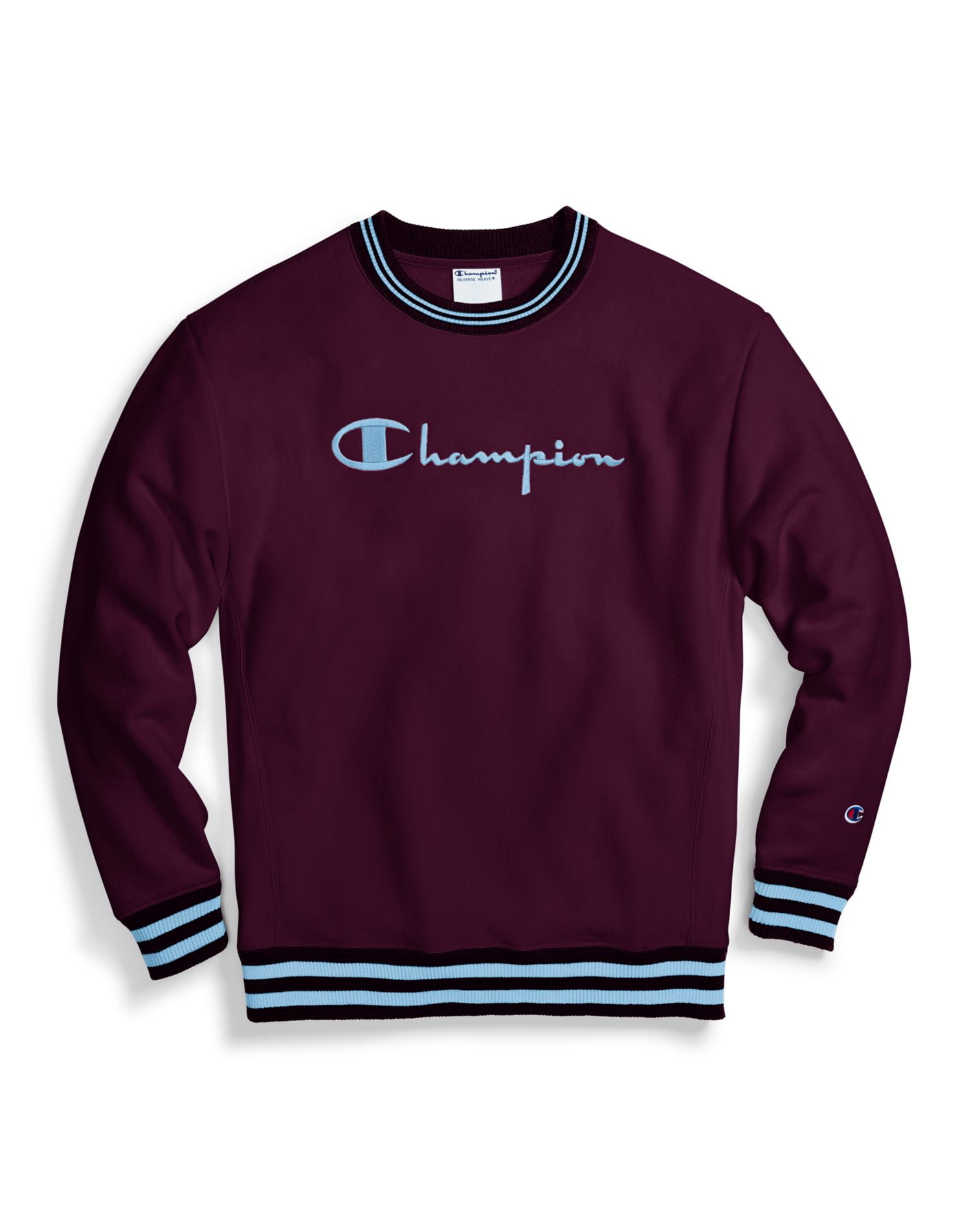champion reverse weave yarn dye trim crew neck sweatshirt