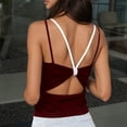 thumbnail image 6 of Cropped Tank Tops for Women Summer Layered Look Spaghetti Strap Slim Fitted Padded Camisole Y2k Going out Tops, 6 of 8