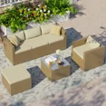 thumbnail image 7 of POTEBAN 6-Piece Outdoor Conversation Set,All-Weather Rattan Wicker Outdoor Patio Furniture Set with Ottoman, Single Chair, Cushions & Glass Table for Garden & Backyard,,Cream White, 7 of 7