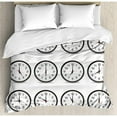 thumbnail image 3 of Clock Decor Twin Size Duvet Cover Set, Clocks with Numbers That Show Every Hour Illustration Hour and Minute Hand, Decorative 2 Piece Bedding Set with 1 Pillow Sham, Black White, by Ambesonne, 3 of 3