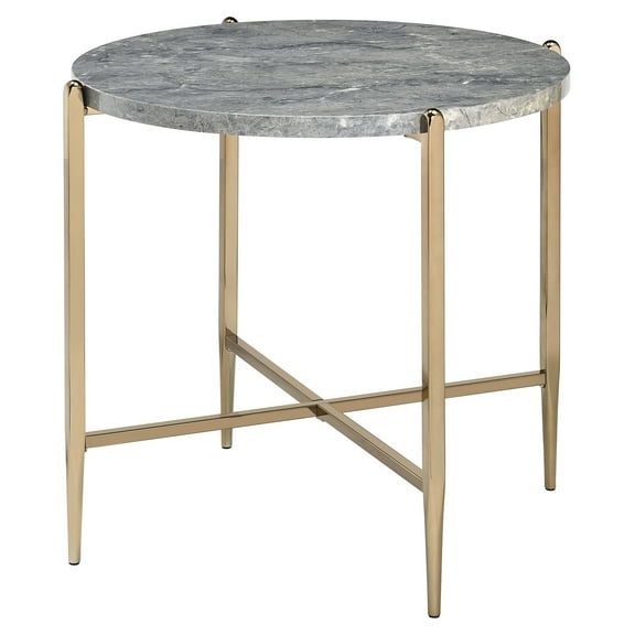 ACME Tainte Round End Table in Gray and Champagne