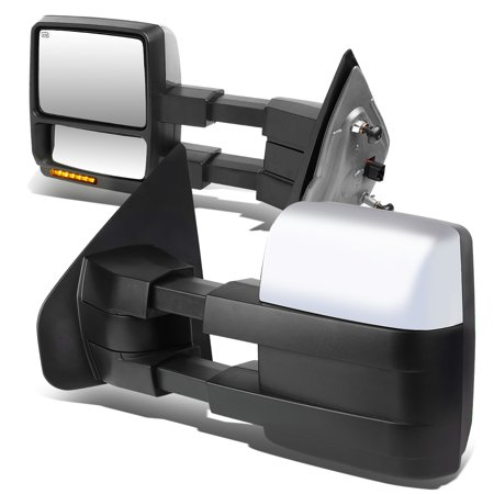 Amber Glass Reservoir (For 2004 to 2014 F150 Pair of Chrome Manual Telescoping + Powered + Heated Glass + Amber LED Signal Towing Mirrors 10 11 12)