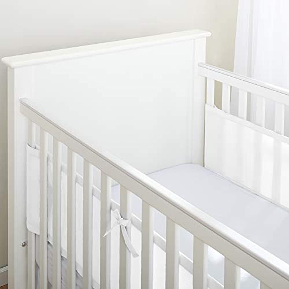 Breathable Baby Solid Mesh Crib Liner White 