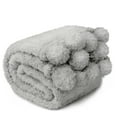 thumbnail image 6 of PAVILIA Light Gray  Sherpa Twin Throw Blanket with Soft Pom Pom Fringe, Plush Cozy Warm Sherpa Blankets for Couch Bed Sofa, Fuzzy Fleece Throw with Pompom, Lightweight Fluffy, Light Grey, 60x80 in, 6 of 8