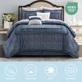 thumbnail image 2 of Lanco Bell Bottom Jacquard 10 Piece Comforter Set Blue, Bed Size Queen, Fill Polyester, Solid Color, 2 of 7