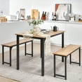 thumbnail image 4 of Patiojoy 3pcs Dining Table Set for 4 Modern Industrial Counter Height Kitchen Table Set with 2 Benches for Dining Room Nature, 4 of 9