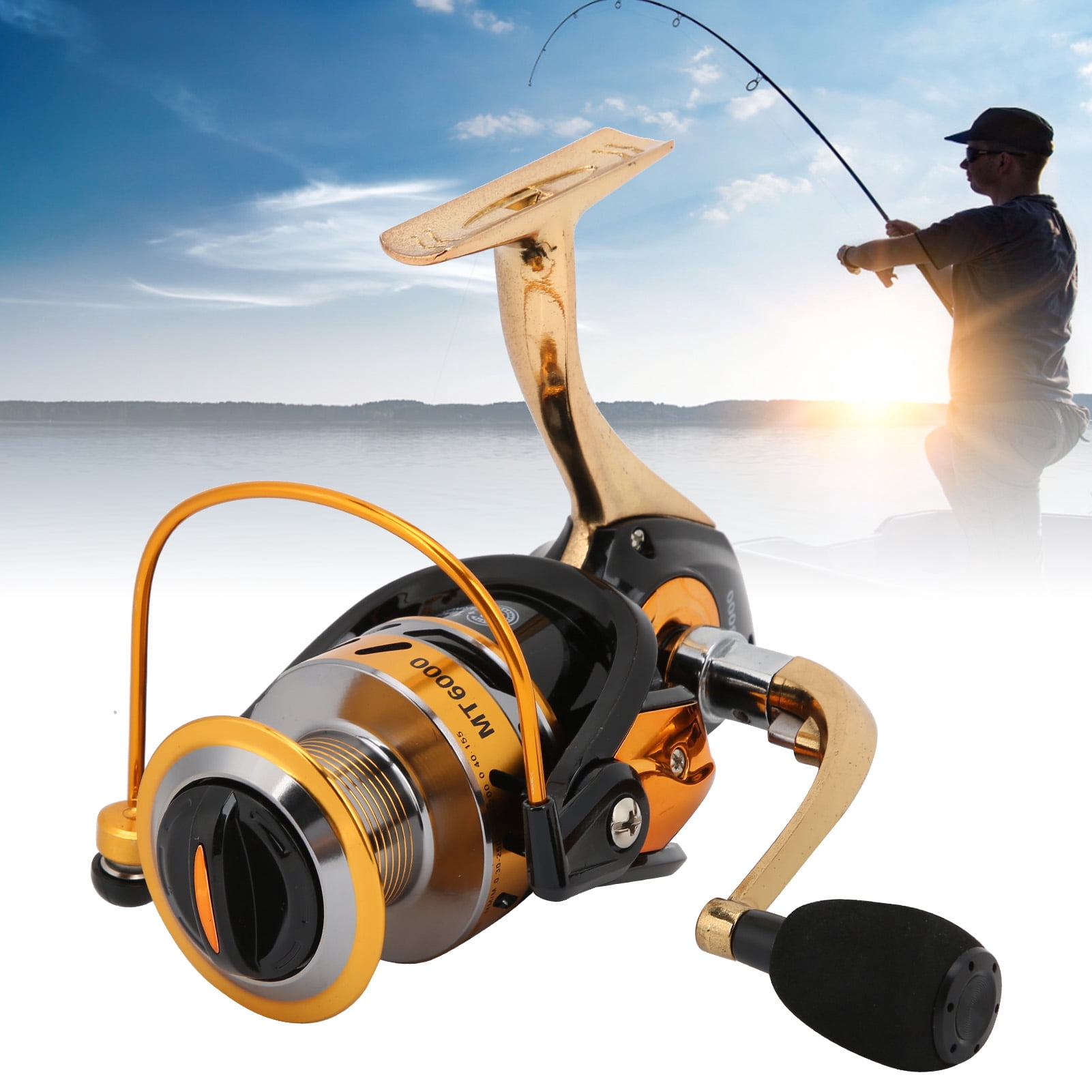BIMZUC MT6000 Metal Sea Fishing Spinning Reel 12+1BB 5.5:1 Gear Ratio Portable Fishing Wheel for Saltwater and Freshwater Angling, Ambidextrous Smooth Casting Professional Tackle Gear