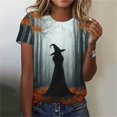 thumbnail image 2 of Witch Funny Graphic Tees for Women Round Neck Short Sleeve Loose Fall Tops Fall Shirts Multicolor M, 2 of 7