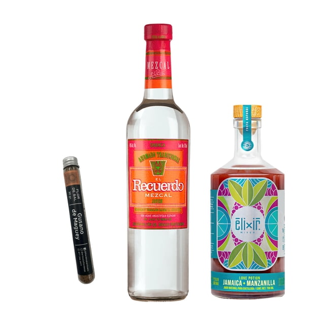 Kit Ritual Mezcalero Recuerdo Joven + Elixir Mixer Jamaica + Sal de Gusano de Maguey