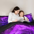 thumbnail image 4 of Homewish Valentine'S Day Rose 7pcs Bedding Comforter Set,Silver Sequin Print Queen Bedding Sets,Purple Black Queen Sheet Sets For Men Women,Luxury Bedroom Decor Reversible, 4 of 8